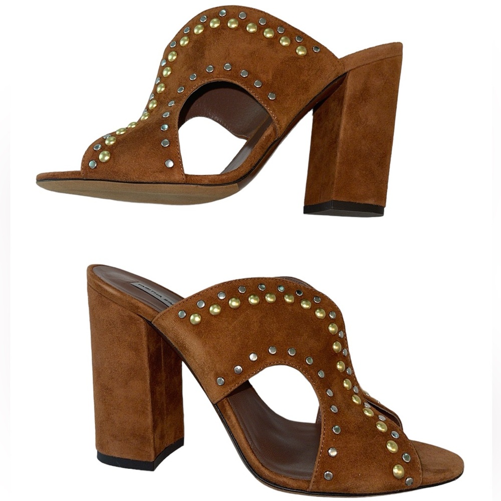 Tabitha Simmons Celia Brown Suede Sandals Studded Size 9 NIB - Picture 6 of 16